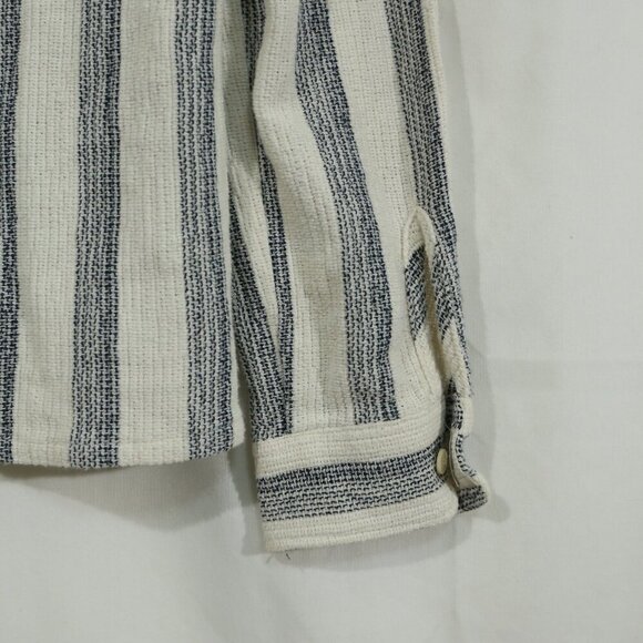 Zara Striped Button Up Shirt Small Beige gray Long Sleeve Casual Morocco - Picture 9 of 9